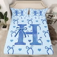 thumbnail image 2 of Castle Fairy Personalized Initial Letter H 3Pcs Twin Sheet Sets for Teens Children,Love Heart Print Twin Fitted Sheet,Cartoon Bowknot Breathable Flat Sheet,Microfiber Bedroom Decor, 2 of 7