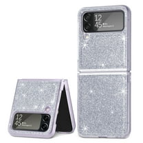 SaniMore for Samsung Galaxy Z Flip 4 6.7" Glitter Folding Case, Flexible TPU Case with Wireless Charging Anti-Fingerprint Full Body Protective Case for Samsung Z Flip 4 Women Men, Silver