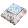 thumbnail image 2 of Saltoro Sherpi Madrid Beach Print Reversible Throw Blanket with Fabric Bound Edges,White and Gray, 2 of 5