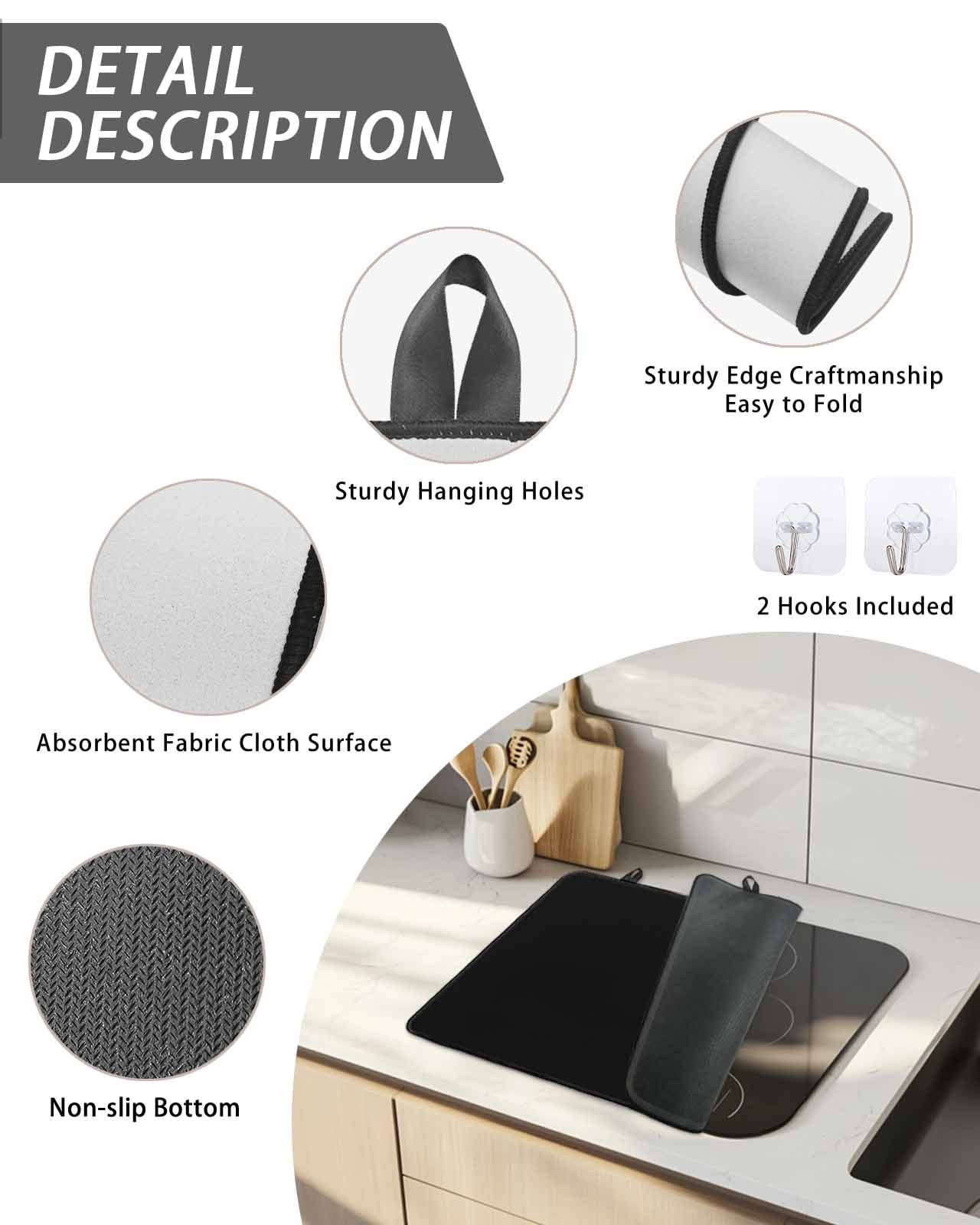 Stove Top Covers for Electric Stove, Black Glass Stovetop Cover Protector, Pure Black Induction Cooktop Protector Oven Mat for Kitchen Countertop 24"x21"