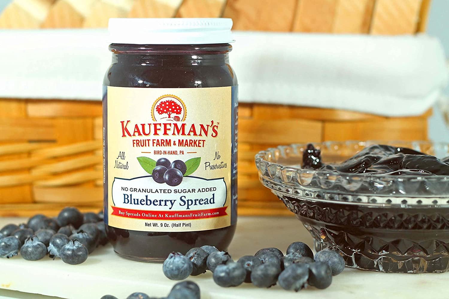 Kauffman Orchards Blueberry Fruit Spread, All Natural, No Preservatives or Granulated Sugar Added, 9 Oz. Pack of 1
