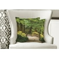 thumbnail image 4 of Ambesonne Forest Throw Pillow Cover 2 Pack, Wooden Bridge over Pond, 18", Green Brown, 4 of 6