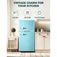 thumbnail image 7 of GGTB 3.0 cu.ft Retro Compact Refrigerator, Double Door Fridge with Freezer, Adjustable Thermostat & Glass Shelves for Dorm, Bedroom, Apartment, Office, Mint Blue, 7 of 7