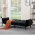thumbnail image 6 of Gewnee Black 75.2” Twin-Size Futon Sofa Bed, Linen Upholstered 3-Position Adjustable Split Back for Home & Office, 6 of 22