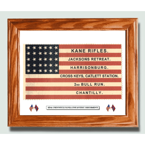30 Star American Flag, Civil War Flag. 42nd Pennsylvania Bucktails, 1st PA Rifles. Patriotic Wall Decor, Wall Art.