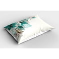 thumbnail image 2 of Turquoise Pillow Sham, Flowers Buds Leaf at The top Left Corner Season Celebrating Theme, Decorative Standard Queen Size Printed Pillowcase, 30" X 20", Teal Brown, by Ambesonne, 2 of 2