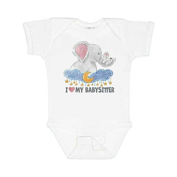 Inktastic I Love My Babysitter Elephant Family Boys or Girls Baby Bodysuit