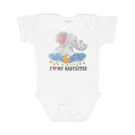 

Inktastic I Love My Babysitter Elephant Family Gift Baby Boy or Baby Girl Bodysuit