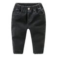 thumbnail image 2 of TIREOW Toddler Baby Boys Washed Denim Pants Little Boys Straight Leg Denim Trousers Trendy Versatile Elastic Waist Jeans Streetwear, 2 of 6