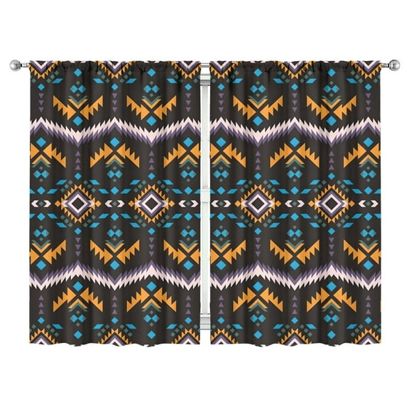 Farmhouse Rustic 2-Pack Tier Curtains - Plaid & Stripes Design 52x84 Inch long Curtains, Easy Care Machine Wash