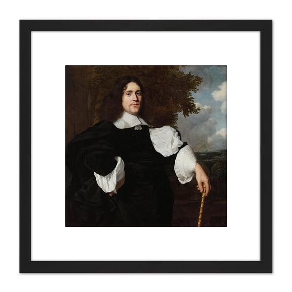 Van Der Helst Weapons Dealer Amsterdam Portrait 8X8 Inch Square Wooden Framed Wall Art Print Picture with Mount