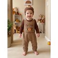 thumbnail image 6 of Cjfdfy Newborn Baby Boy Girl Thanksgiving Turkey Fall Outfit My First Thanksgiving Fall Winter Outfit Long Sleeve Ribbed Romper Turkey Embroidery Plaid Overalls Hat 3Pcs Set Little Turkey Clothes, 6 of 10