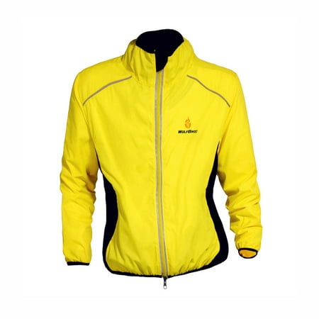WOLFBIKE Cycling Jersey Men Riding Breathable Jacket Cycle Clothing Bike Long Sleeve Wind Coat Yellow (Best Mens Bike For The Money)