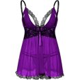 thumbnail image 3 of XmhyTop Lencería Mujer Sexy Encaje Talla Grande L Púrpura, Conjuntos de Lencería Ideal para Mujeres,Babydoll, 3 of 5