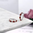thumbnail image 4 of Gem Stone King 4.76 Ct Oval Red Garnet White Diamond 925 Sterling Silver Hoop Earrings, 4 of 4