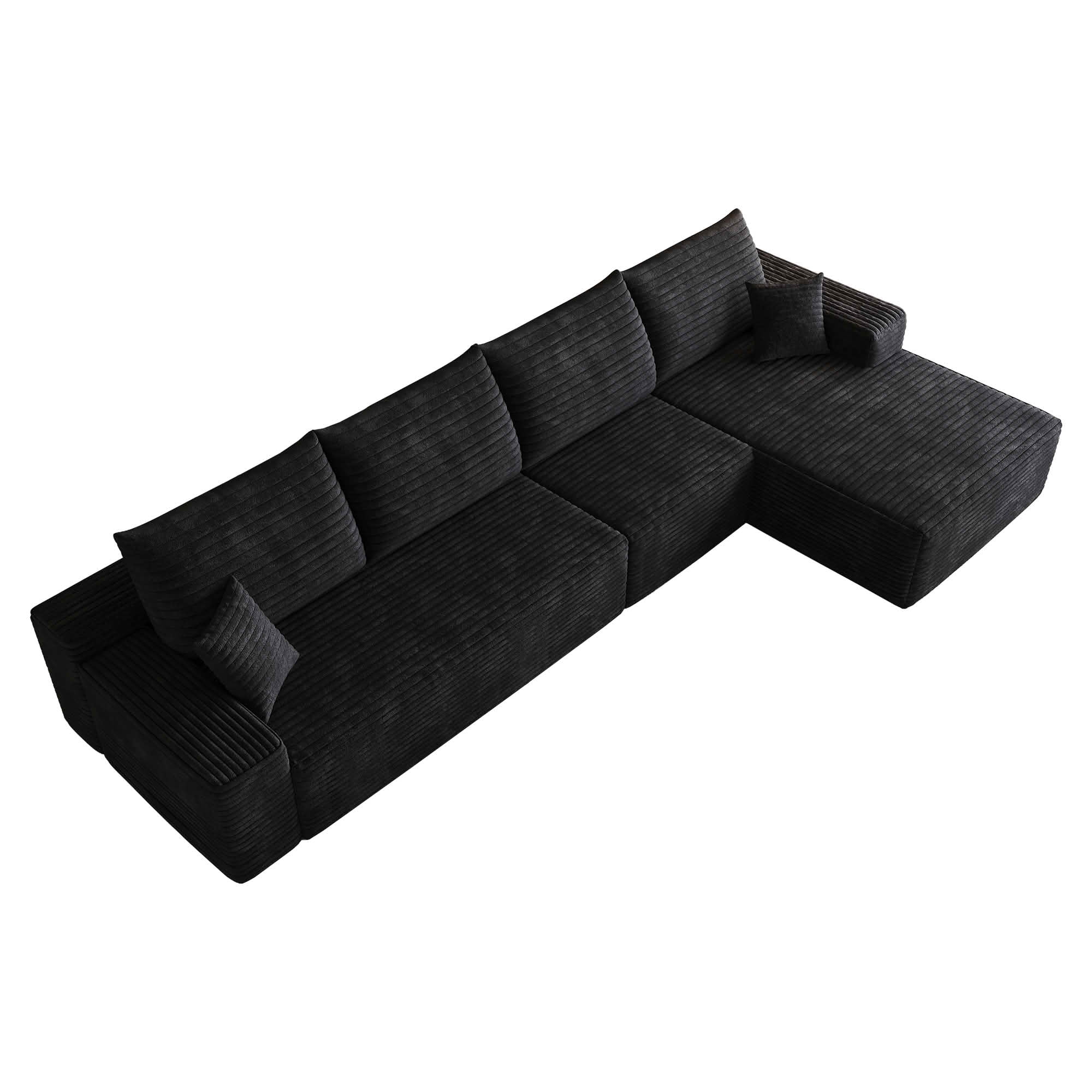 MAYEERTY 135 Inch L‑Shape Cloud Sectional Couch with Chaise, Modern Modular Deep‑Seat Sofa, Plush Corduroy Upholstered Couch, No Assembly Required for Living Room Bedroom Apartment