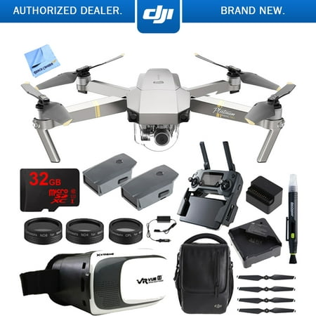 DJI Mavic Pro Platinum Quadcopter Drone Fly More Combo Pack 4K Camera + Wi-Fi ,3 Batteries, DJI Custom Case , Charging Hub , Three Piece Multi Coated Filter Kit VR Goggles Virtual Reality