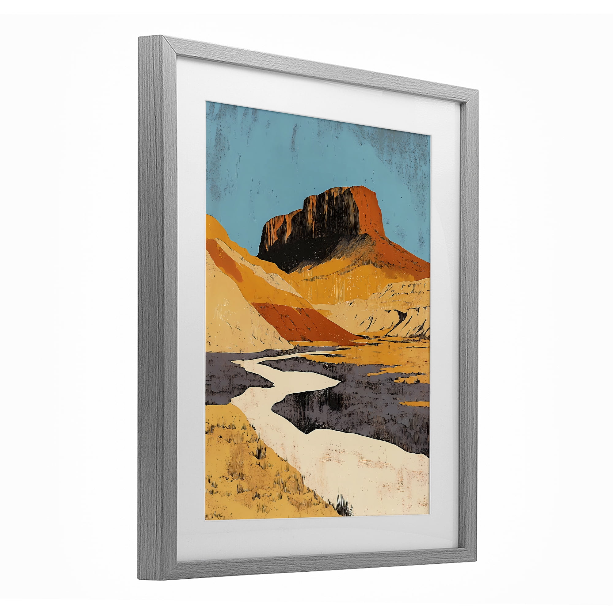 Stupell Industries Vintage Canyon Pass Gray Framed Print Under Glass, design by Walker Noble