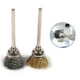 thumbnail image 3 of 88 Pieces Mini Wire Brush Wheel Cup Brass Steel Wire Brush Set 1/8inch (3mm) Shank for Power Rotary Tools, 3 of 4