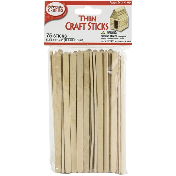 Pepperell Crafts Thin Craft Sticks 75/Pkg-5.75"X0.25"