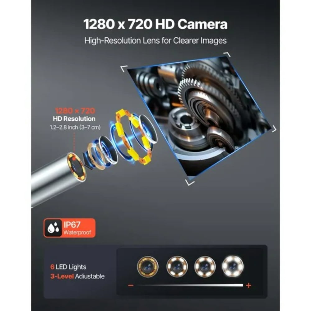 Articulating Borescope with 0.15" Ultra Slim Lens, Two-Way Articulated Endoscope with Light, 5" HD IPS Screen, 8X Zoom, 5000mAh Inspection Camera for Auto, Tight Mechanical Spaces (4.9FT Cable)