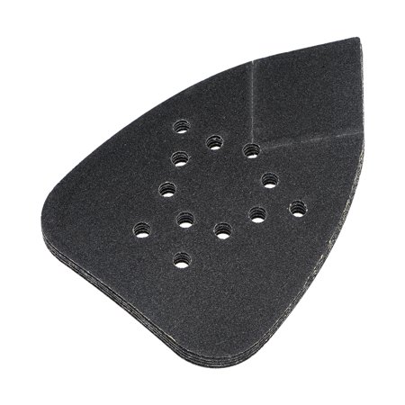 

5 Pack Detail Sander Sandpapers 120 Grits 12-Holes 5.3 x 3.7 Hook and Loop Wet Dry Sanding Pads Reversible Tip