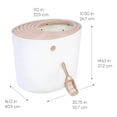 thumbnail image 6 of IRIS USA Large Stylish Round Top Entry Cat Litter Box with Scoop, Curved Kitty Litter Pan with Litter Particle Catching Grooved Cover and Privacy Walls, White/Beige, 6 of 9