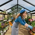 thumbnail image 6 of 6x10 FT Greenhouse, Easy Assembly Aluminum Polycarbonate Greenhouses for Outdoors with Roof Vent and Ground Nails, Heavy Duty Aluminum Walk-in Greenhouse for Backyard, Sliding Lockable Door, Black, 6 of 6