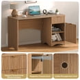 thumbnail image 3 of Bestier 47.2" Modern Fluted Writing Desk with Drawer and Adjustable Storage Cabinet, Computer Desk for Home Office, Study or Bedroom, Walnut, 3 of 9