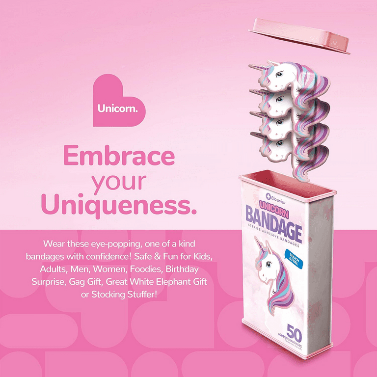 BioSwiss Bandages, Unicorn Shaped Self Adhesive Bandage, Latex