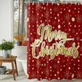 thumbnail image 3 of Shower Curtain 72"W x 84"L Merry Christmas Golden Snowflake Polka Dots Red Fabric Shower Curtains Set with Hooks Water Repellent Bathroom Curtains Machine Washable Bathroom Accessories, 3 of 9