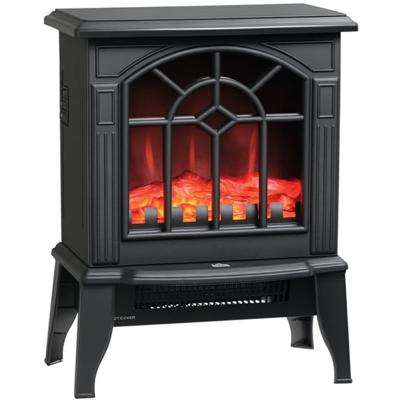 Alvantor Electric Fireplace Freestanding Stove Heater with Realistic Flames 14.25"x9.5"x18" Black