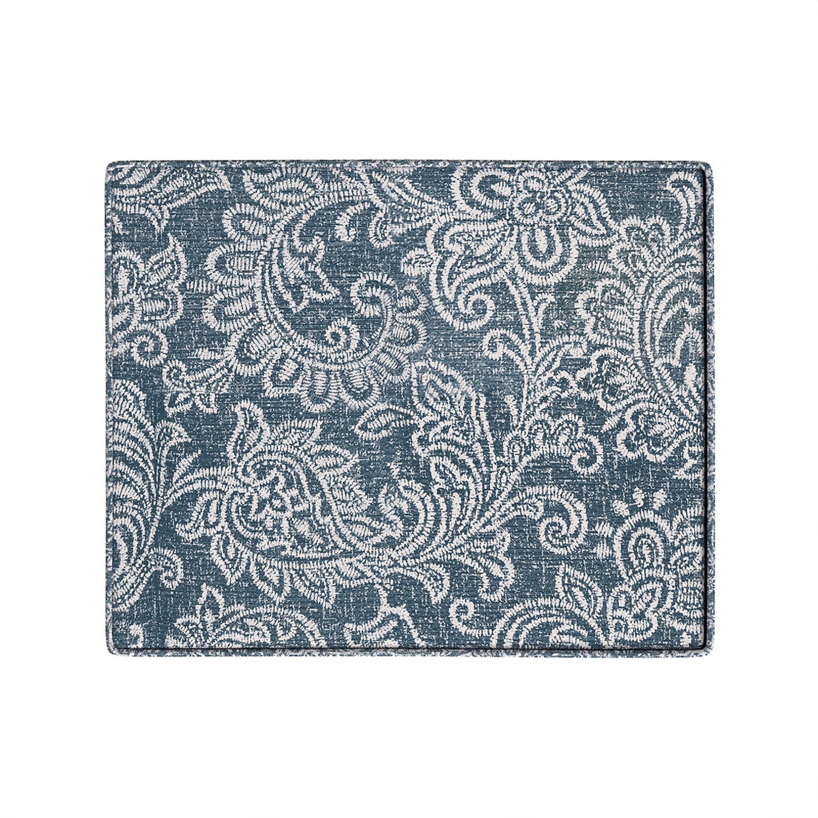 HomePop Medium Storage Ottoman with Hinged Lid, Denim Jacobean Print
