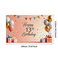 thumbnail image 6 of Pink Background Happy 13th Birthday Banner with Balloons Confetti and Presents Party Supplies Backdrop Decor for Photography Props Birthday Party Decors, 6 of 8