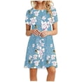 thumbnail image 1 of DPTALR Robe Mini Décontractée pour Femmes à Manches Courtes, Col Rond, Imprimée, Coupe Ample, 1 of 5