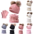 thumbnail image 4 of Gorro de cuello de invierno para niños, dos piezas, con pompón, para bebé, gorro de punto, cálido, forro polar de lana, conjunto de cuello grueso, 4 of 6