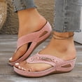thumbnail image 6 of Xugsiok Wedge Sandals for Women Spring Summer Fashion Casual Solid Color Beach Flip Flops with Metal Buckle, 6 of 6
