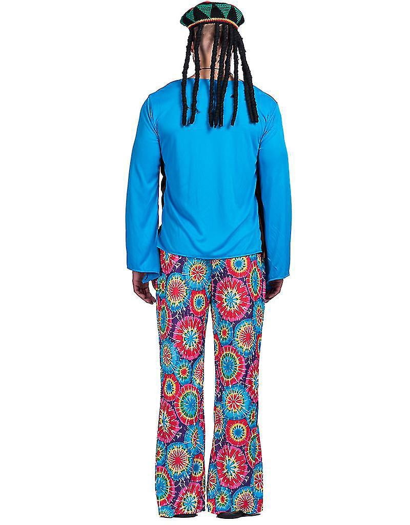 Fiesta Temática Década Pantalón Disfraz Hippie Para Hombre - Estilo Años 70, Acampanado, Colorido, Para Carnaval Y Halloween Disfraz Hombre