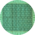 thumbnail image 1 of Ahgly Company Indoor Round Abstract Turquoise Blue Modern Area Rugs, 6' Round, 1 of 4