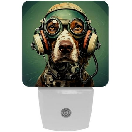 

Dog LED Square Night Light - Energy Efficient Plug-in Nightlight with Auto Sensor for Bedroom Bathroom and Hallway - Soft Glow Illumination - White Pack of 2