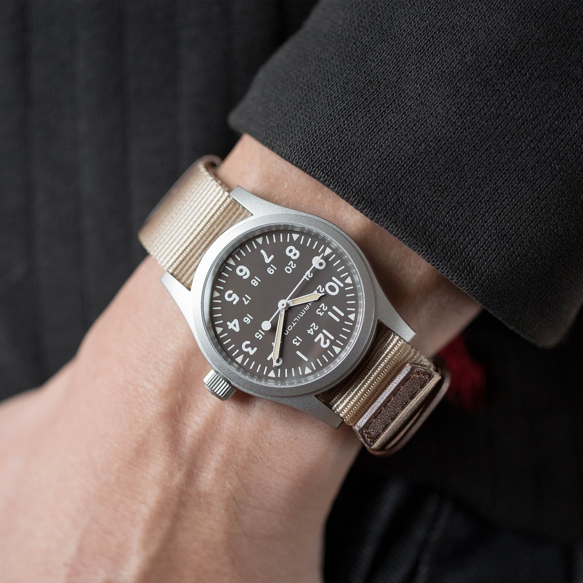 Hamilton H69429901 Khaki Field Mechanical Men's Watch Beige Nato Strap -  Walmart.com