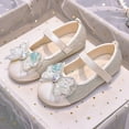 thumbnail image 2 of Fesfesfes Girls Crystal Pearl Bow Heels,Princess Style Dress Shoes with Round Toe, Elegant Mid Heels for Parties and Weddings(White#2,12-13 Years), 2 of 7