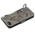 thumbnail image 4 of for iPhone SE 2022/ SE 2020/ 8/ 7 Wallet Case, Kickstand Case Credit Card Holder, Embossed Butterfly Pattern with Strap Premium PU Leather Magnetic Closure Shockproof Protective Flip Cover, Gray, 4 of 6