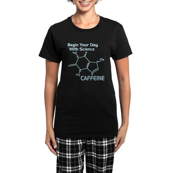 CafePress - Caffeine Molecule Pajamas - Women's Short Sleeve Print T-Shirt and Pants Dark Cotton Pajama Set