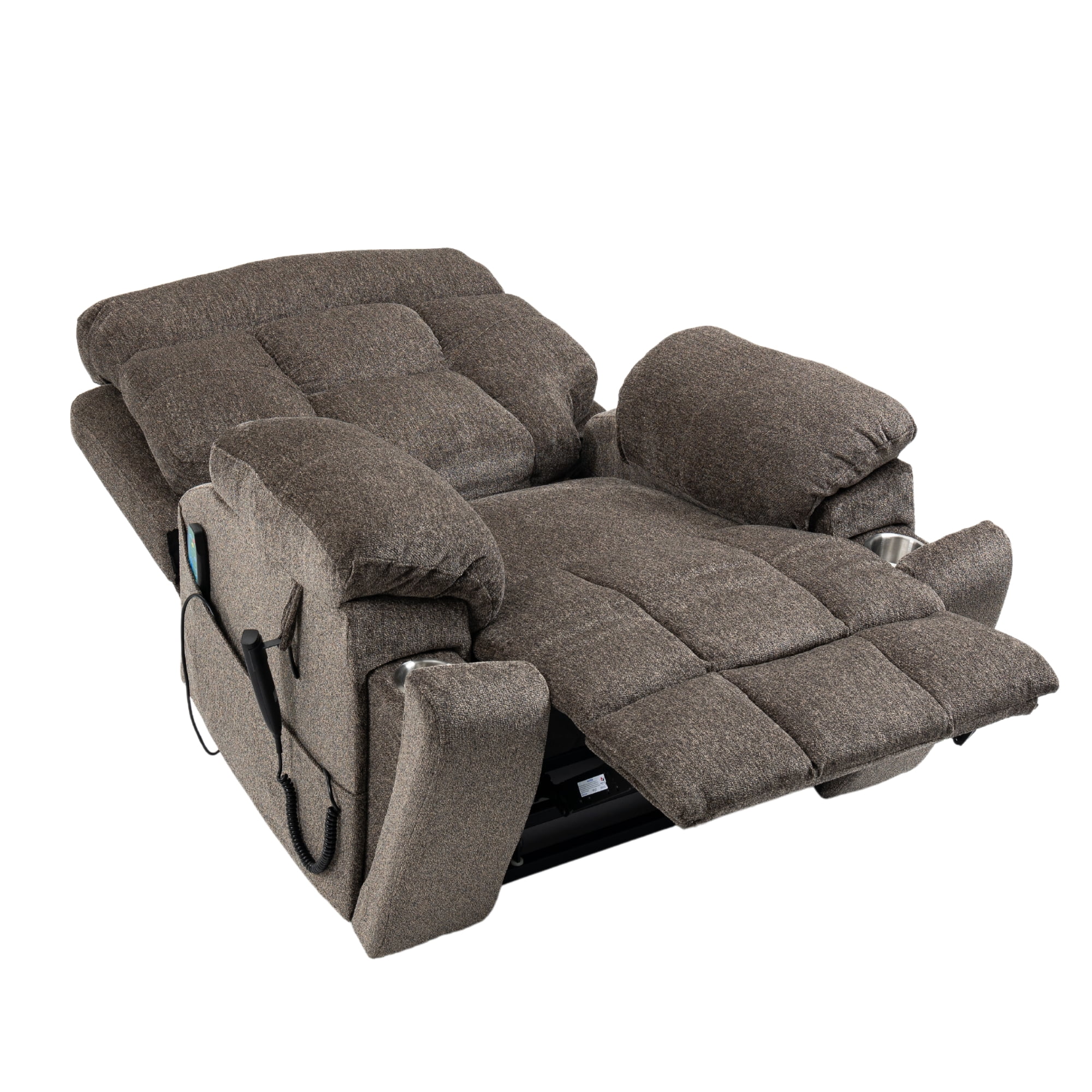 JUUXO Oversized Lift Recliner Chair Lay Flat 71" Length, 26-inch Extra Wide Seat Big Man Recliner, Large Power Lift Chair with Heated Massage & Hidden Cup Holder, 400 lbs