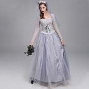 Fesfesfes Women Dress Solid Color Halloween Dress Adult Cosplay Gothic Bride Dress Evenig Gowns Party Dress