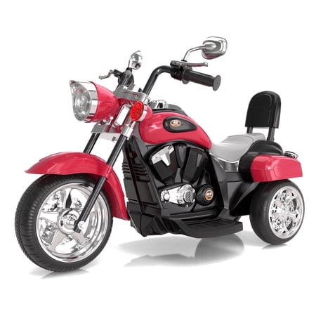 YUFU Elctric Kids Motorcycle, 6V Ride on Chopper Motorcycle w/Horn 3-Wheels Elctric Ride on toy for Toddler Age 3+, Gift for Girls Boys(red)
