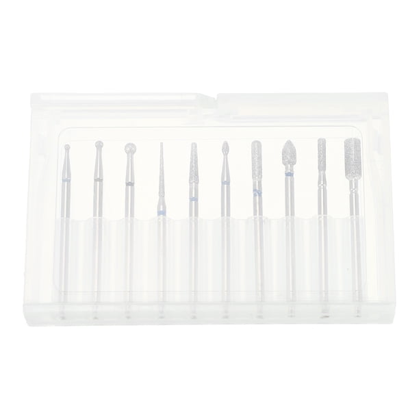 Juego de 10 piezas de brocas para taladro de uñas para manicura y pedicura de belleza en casa, herramientas para dar forma y quitar, tono plateado