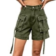 thumbnail image 2 of Cargo Jean Shorts for Women High Waisted Relaxed Fit Denim Hot Pants Casual Trendy Summer Jeans with Pockets, 2 of 7
