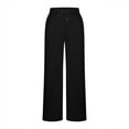 thumbnail image 5 of HomeDM Wide Leg Sweatpants for Women Drawstring Waisted Baggy Lounge Pants Athletic Yoga Pants Joggers with Pockets - Black/M, 5 of 6